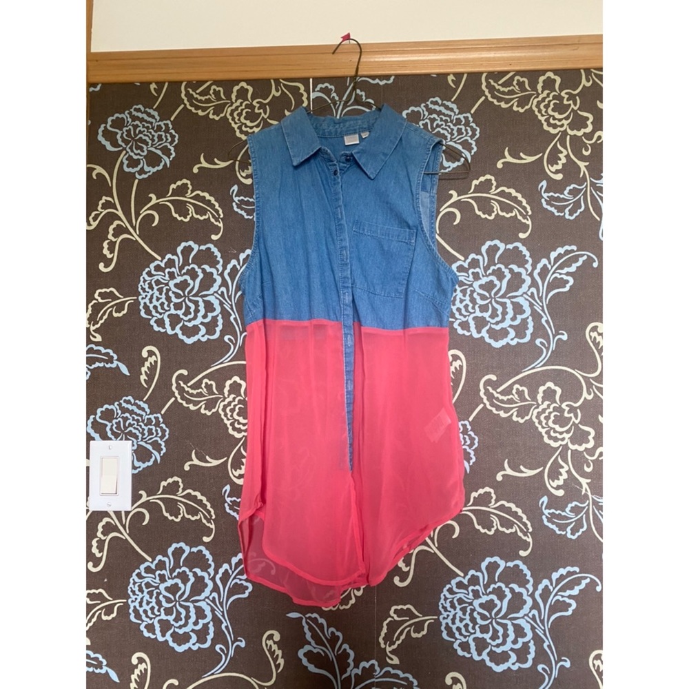 Blue and pink tank top